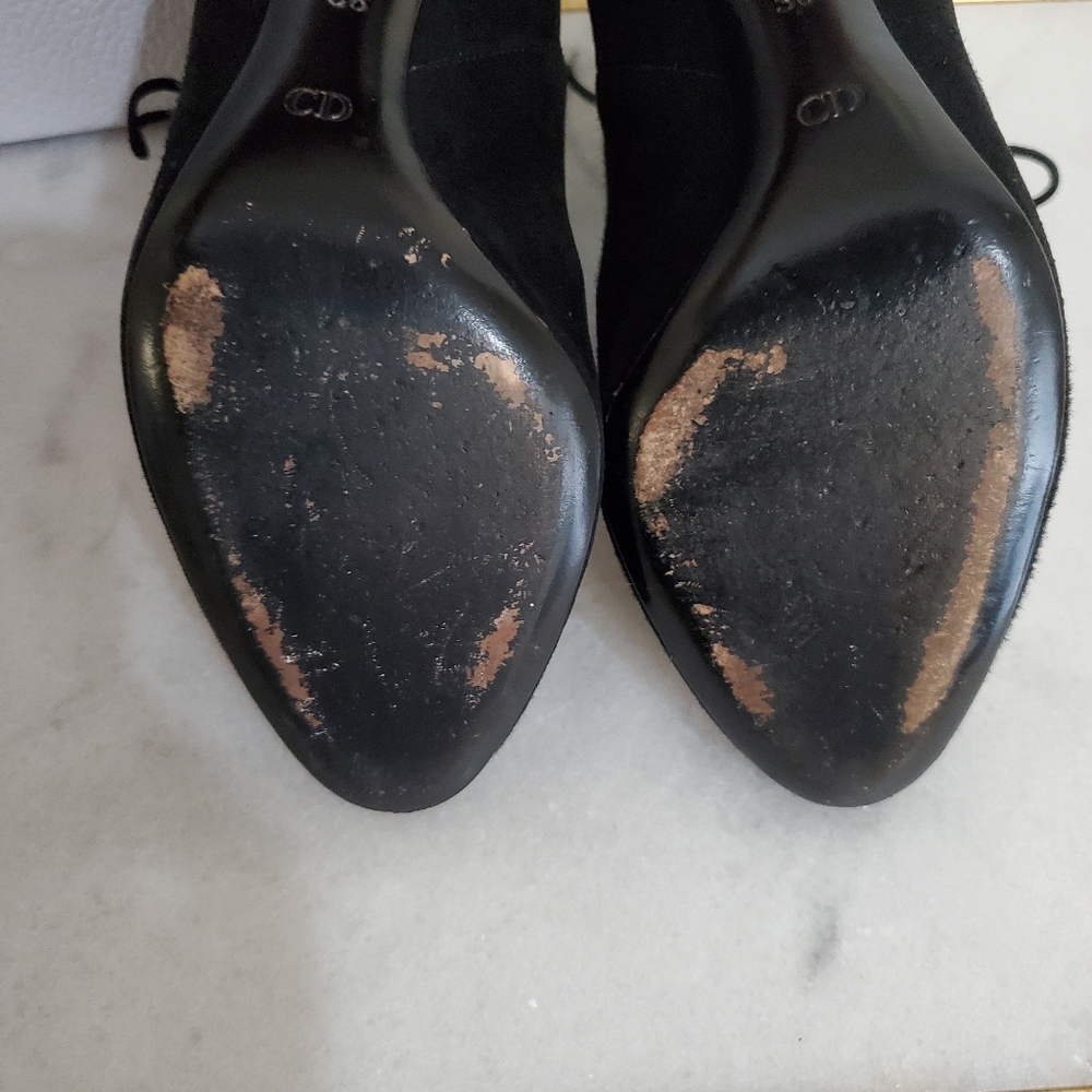 Christian Dior Black Suede Heeled Ankle Almond Toe Boot Shoe Women's Size 36 5.5 - Picture 15 of 15
